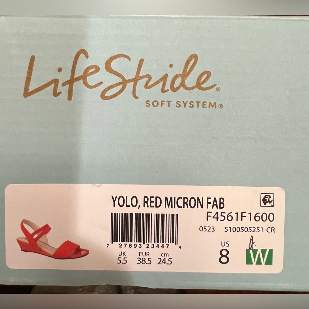 Life Stride - New In Box - 8 Wide - Yolo Red Wedge Sandle - Picture 10 of 10